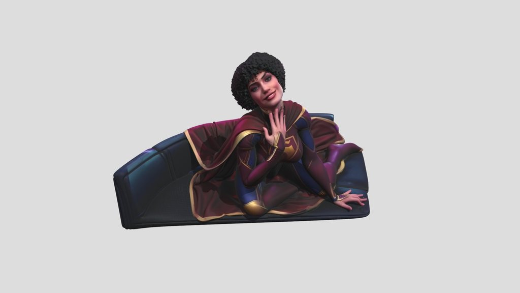 Reclining Kryptonian Woman in Space Night Club