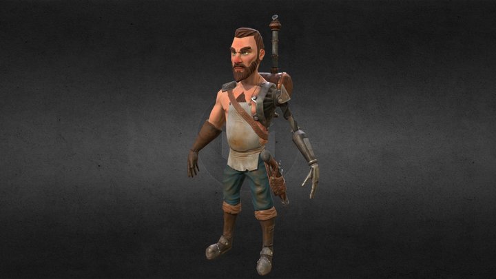 Medieval Steam punk character 3D Model