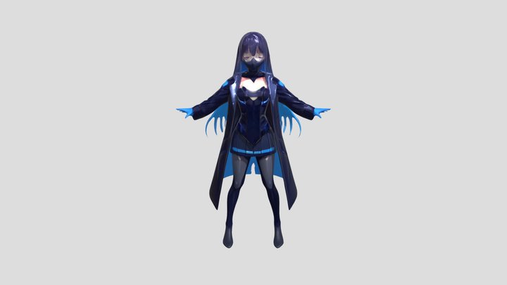 Futuristic anime-style female character 3D Model