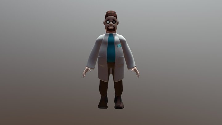 Fat Male Scientist 3D Model