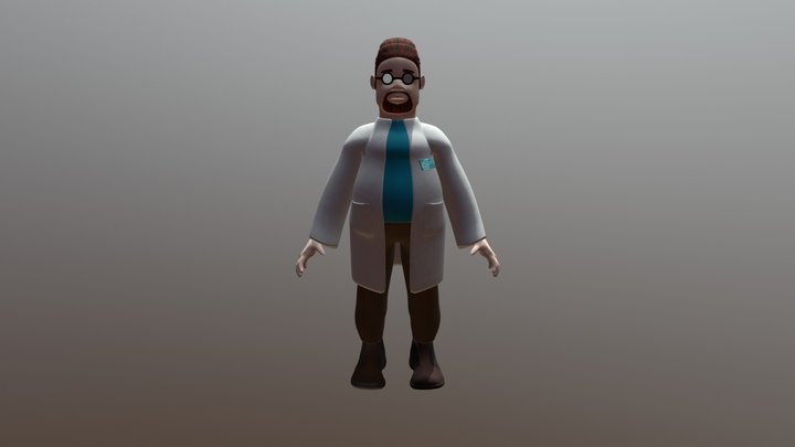 Fat Male Scientist 3D Model