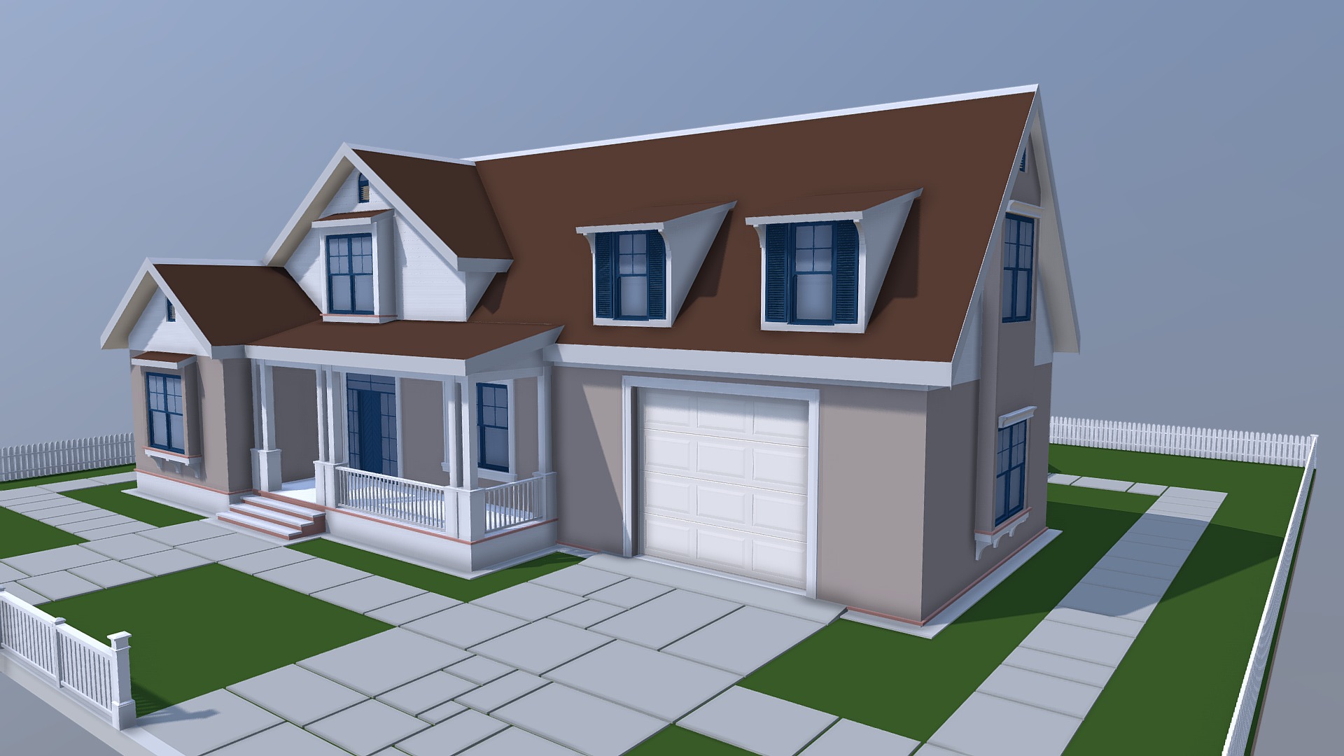 3D model NEOarch Cottage SB 004 (autodesk FBX) - This is a 3D model of the NEOarch Cottage SB 004 (autodesk FBX). The 3D model is about a house with a driveway.