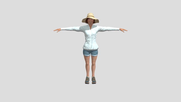 Lady with hat 3D Model