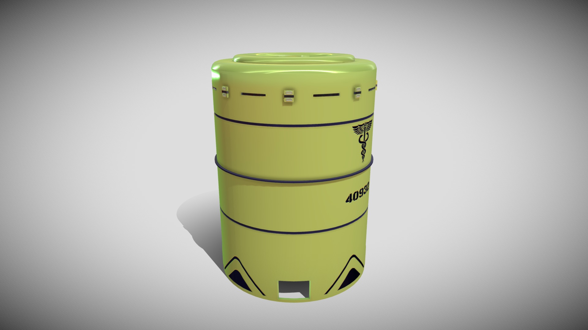 3D model Sci-fi Asset - This is a 3D model of the Sci-fi Asset. The 3D model is about a yellow and green container.