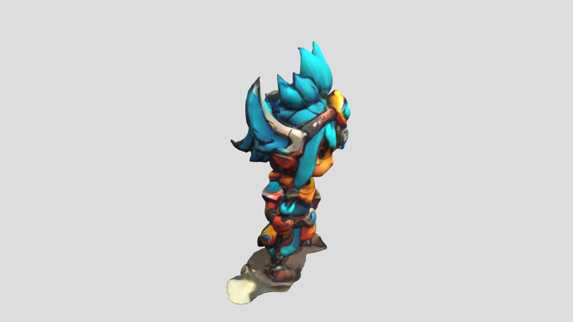 a cartoon character with horns and blue hair - Download Free 3D model ...