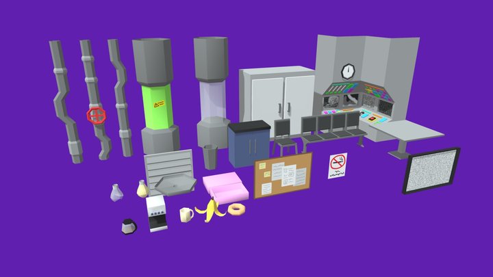 Low-Poly Science Lab – Free 3D Model STL