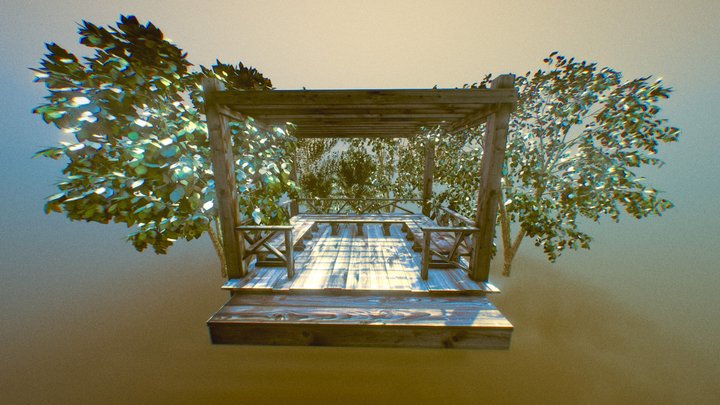 The arbor in forest 林中涼亭 3D Model