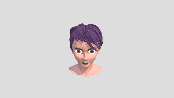 Stylized Punk Girl Portrait 3D Model