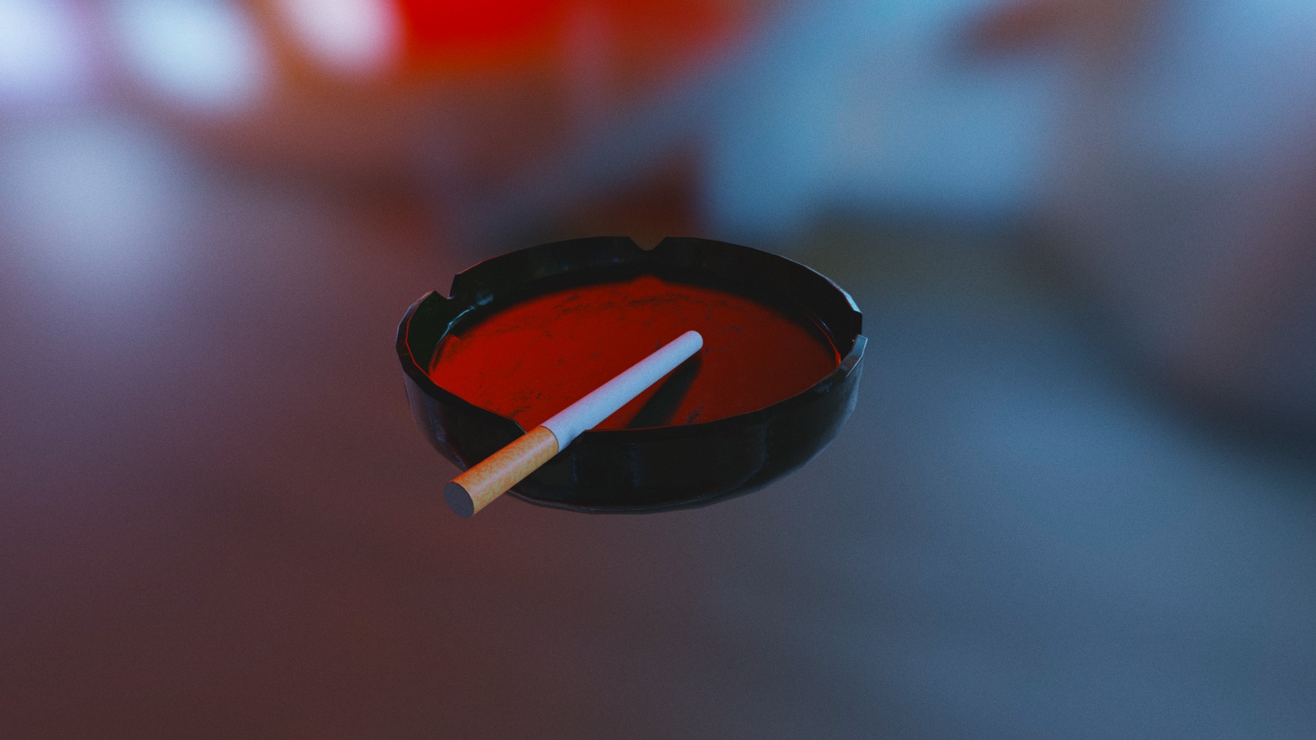 3D model Ash Tray And Ciggarette - This is a 3D model of the Ash Tray And Ciggarette. The 3D model is about a close-up of a cigarette.