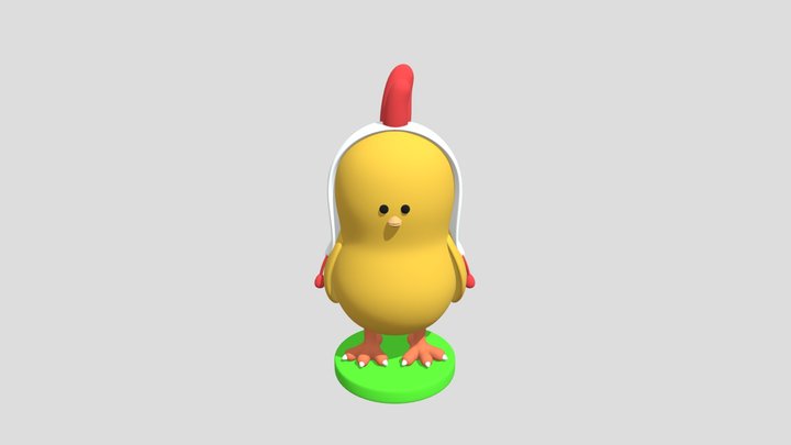 low poly  yellow chicken 3D Model