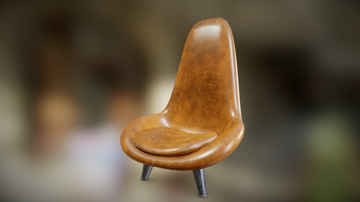 Low Poly Leather Chair Asset 3D Model