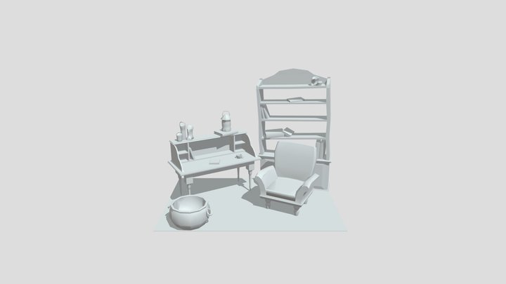 Stylized Wizard's Study - Object Assortment 3D Model