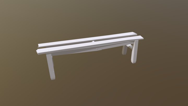 Low Poly Wooden Bench 3D Model