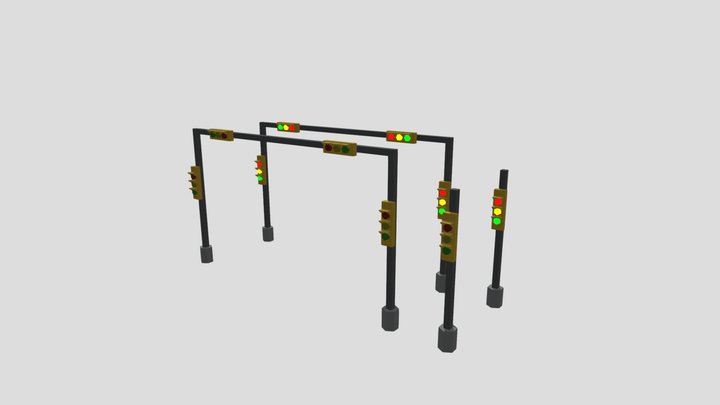 Low Poly Traffic Lights 3D Model