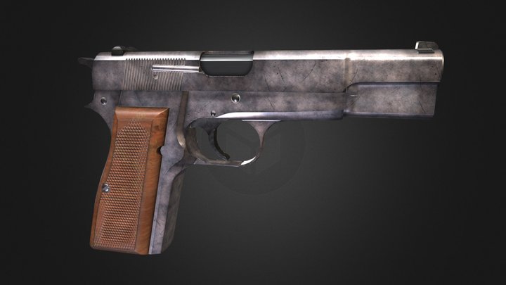 Browning Hi-Power Mk1 9mm Pistol (PBR) 3D Model