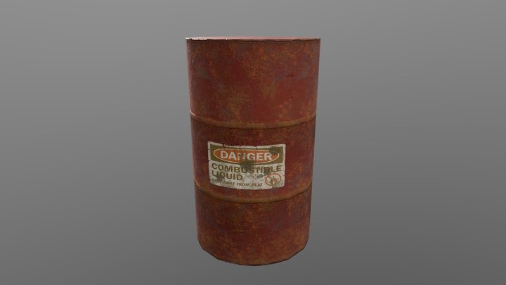 Rusty red barrel 3D Model