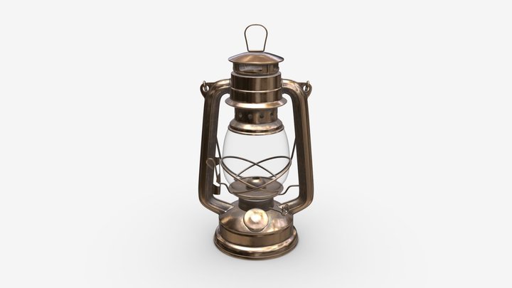 Old metal kerosene lamp 01 3D Model
