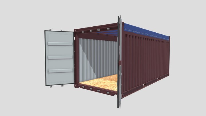 20ft Shipping Container Open Top 2 3D Model