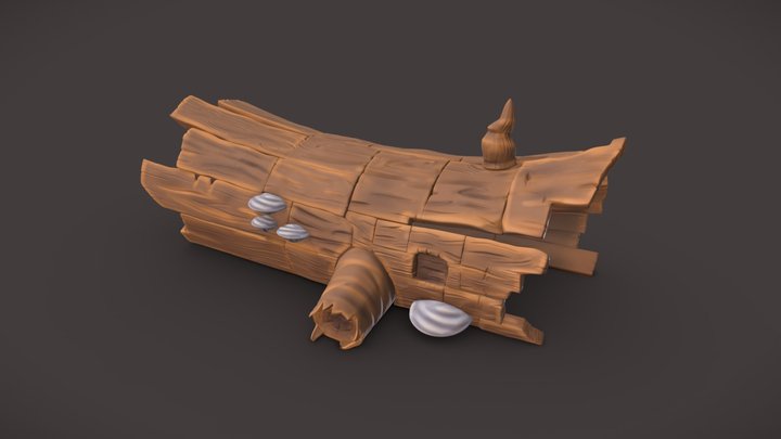 Stylized Log 3D Model