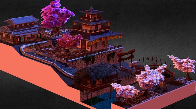 Takayama City Scene 2 Night Edition 3D Model