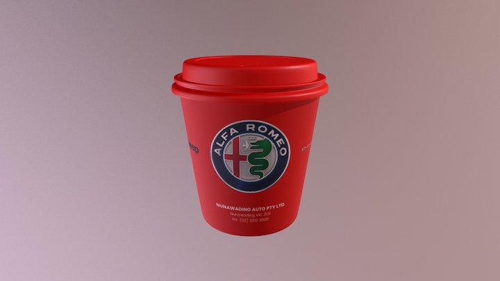 Coffee Cup 3 Red 3D Model