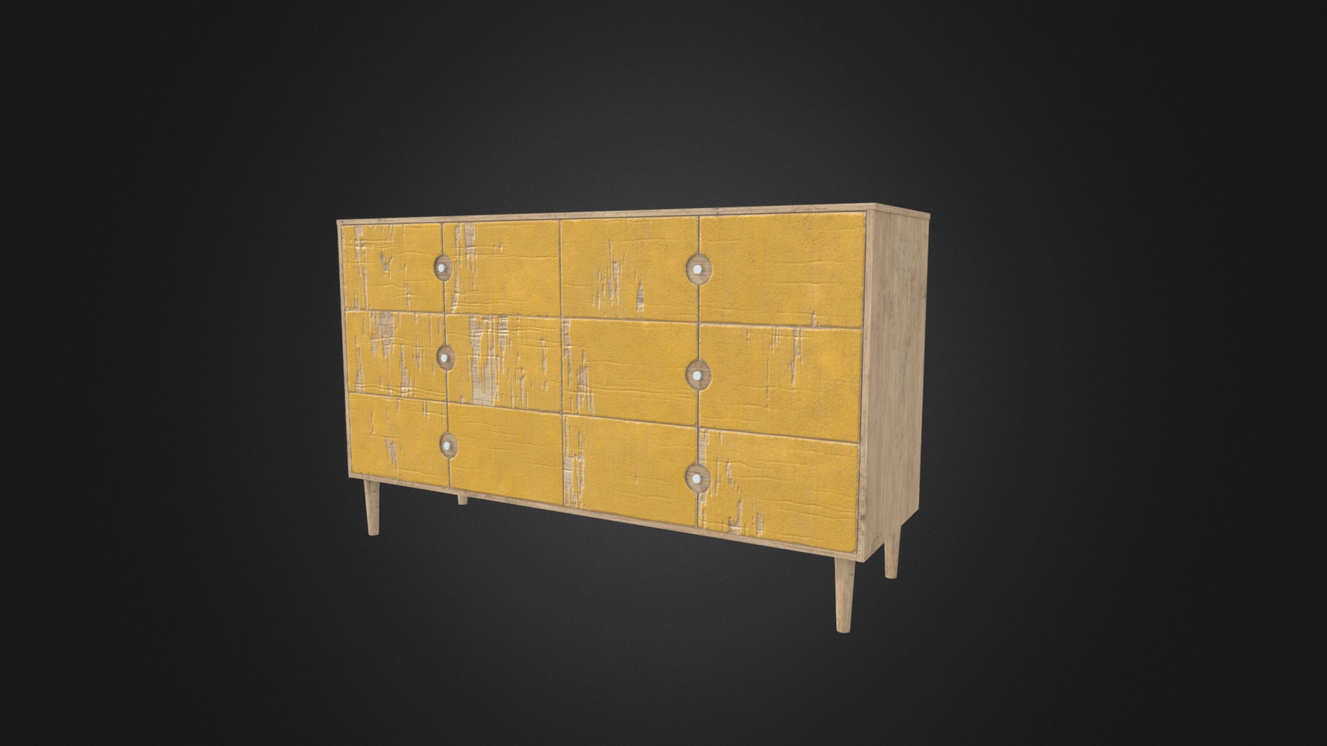 3D model Wooden Storage Drawers PBR - This is a 3D model of the Wooden Storage Drawers PBR. The 3D model is about a wooden box with a metal frame.