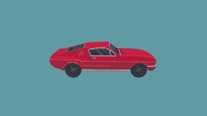 Pixel Art Ford Mustang 1967 3D Model