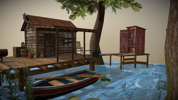 Simple Swamp Like Area - Forest Themed Diorama 3D Model