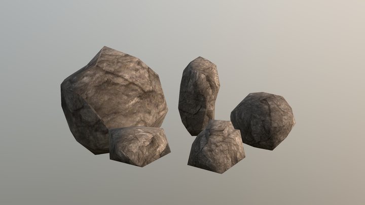 Low Poly Rock Set 3D Model