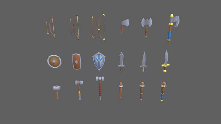 Medieval weapon props 3D Model