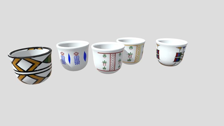 Arabian Coffee Mugs/Cups/Fanajeen 3D Model