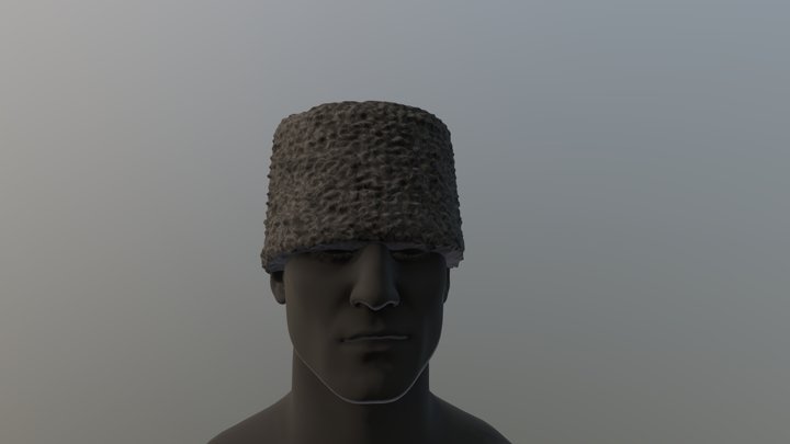 Dagestani black papakha with rigged character 3D Model