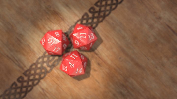 D20 Dice ["with table" version] 3D Model