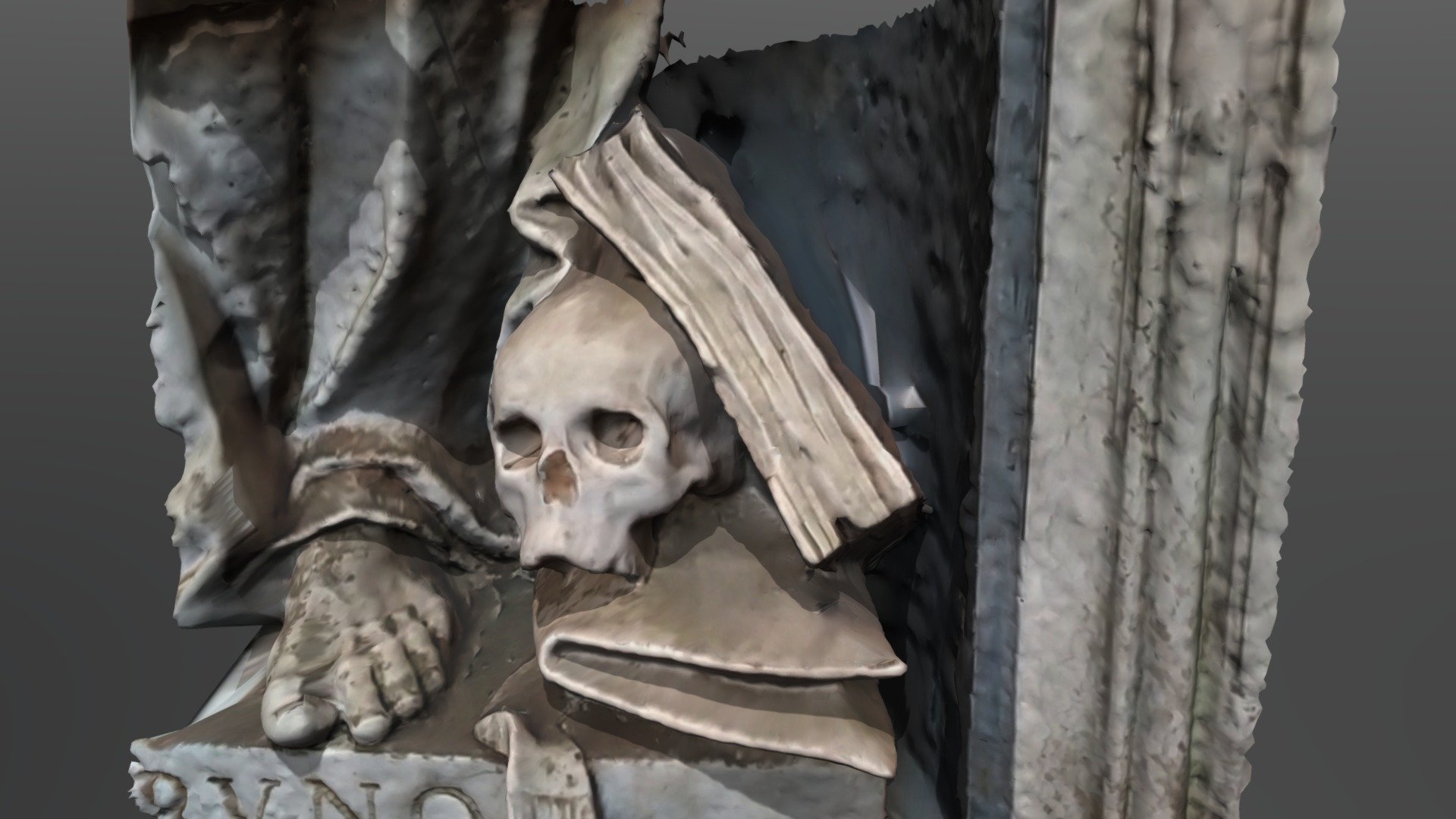 Skull, statue of Saint Bruno of Cologne, Mafra
