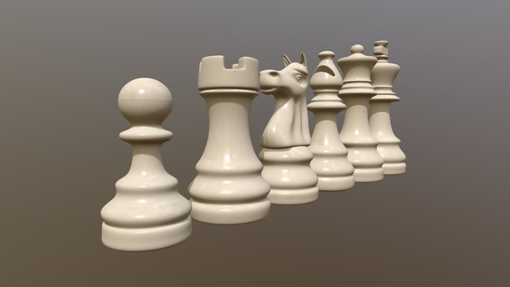 High Poly Chess Set 3D Model