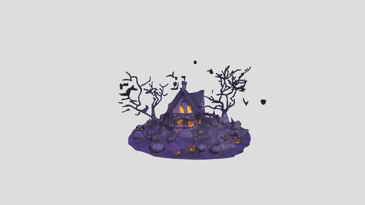 Spooky haunted house low poly 3D Model