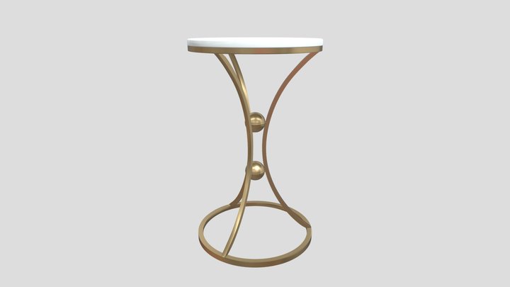 Luxe Marble & Gold Side Table 3D Model