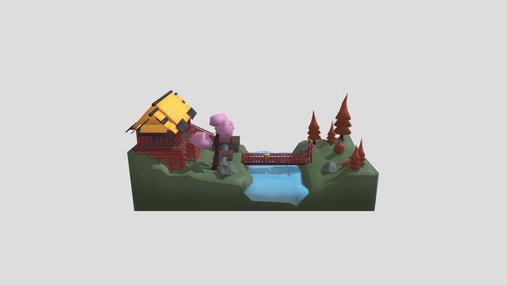 和風寺廟 3D Model