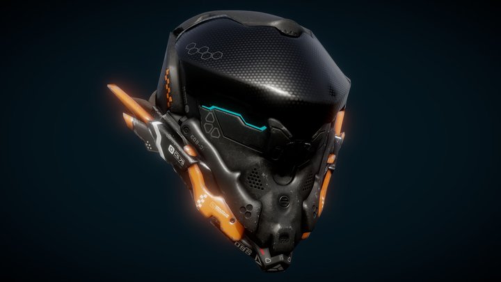 kitbashed & revised Sci-Helmet 3D Model