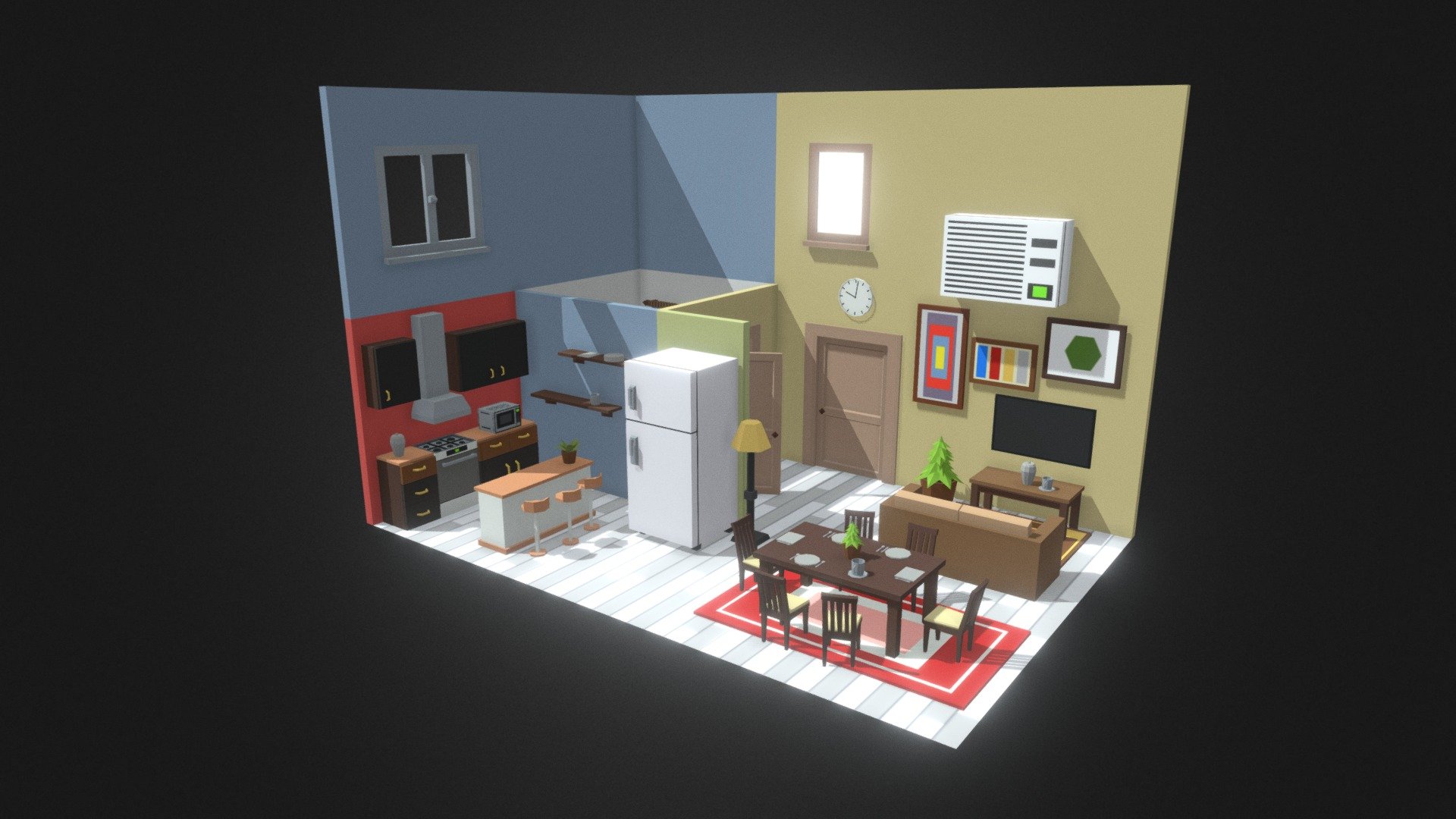 Simpoly_Room_#1 - 3D model by PolyArt3D [14a30b4] - Sketchfab