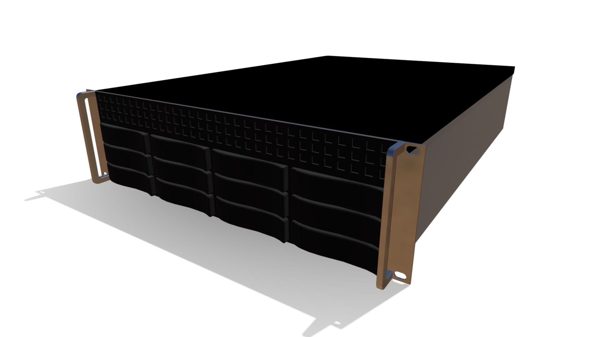3D model 3RU 12 Bay Server - This is a 3D model of the 3RU 12 Bay Server. The 3D model is about a black and grey cube.