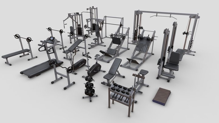 Gym Equipments 3D Model