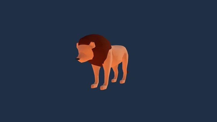 Low Poly Lion 3D Model