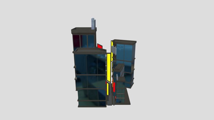 Small Environment Neon City 3D Model