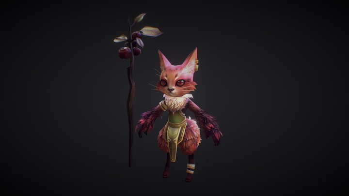 lowpoly fox Druid 3D Model