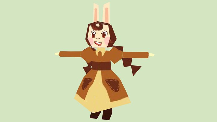 Almond the Bunny [256 tri challenge] 3D Model