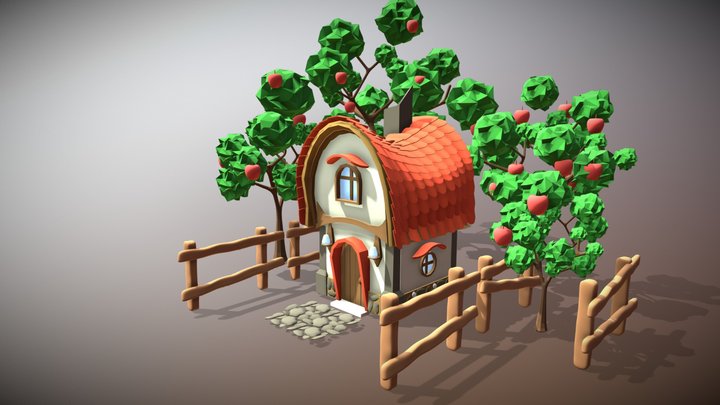 A house with a garden 3D Model
