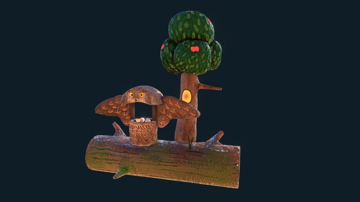 World skills 2023 Owl Wishing well 3D Model