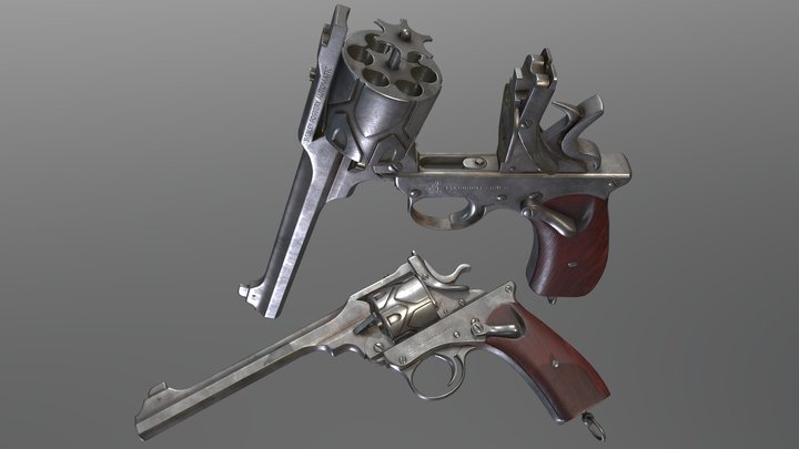 Webley Fosbery Automatic Revolver 3D Model
