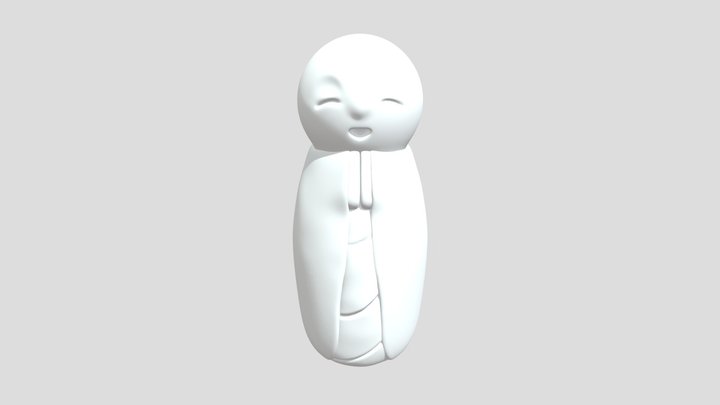 Japanese Lucky Jizo Statue 3D Model